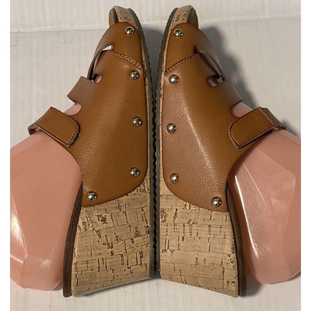 Skechers Luxe Foam Sz 9 M/39 EU Brown Cork Wedge￼ Strappy Sandals Slides C - Picture 4 of 9